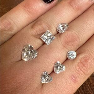 Mixed Lot Different Cuts Sparkling CZ Loose Gemstones Hearts Oval Princess Round
